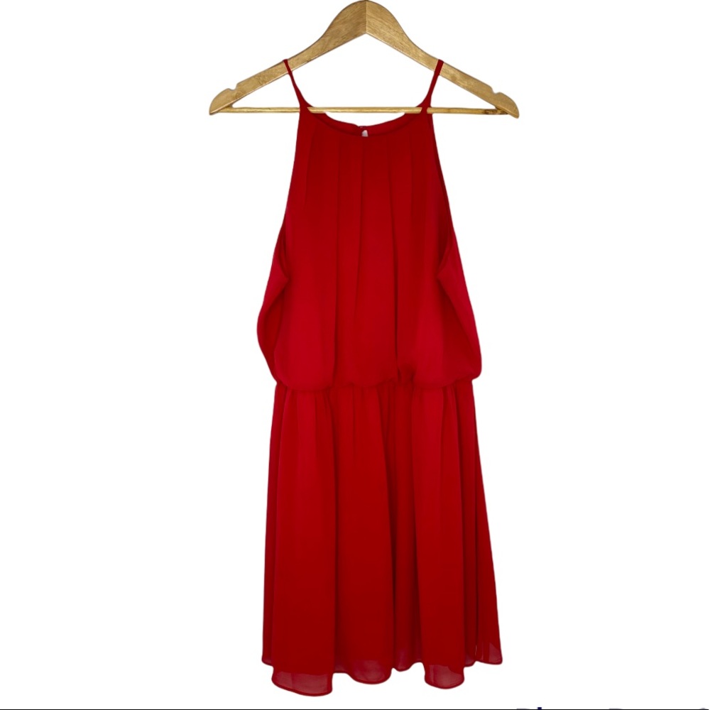 By & By Red High Halter Neck Mini Dress Women's Size XL - Picture 9 of 9